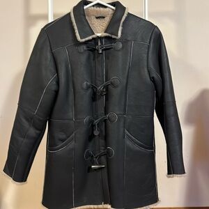 Isabella Bird leather lamb skin shearling jacket size XS